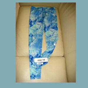Ivivva Girl by Lululemon 🍋 Blue pattern luxtreme Full Length Leggings size 14